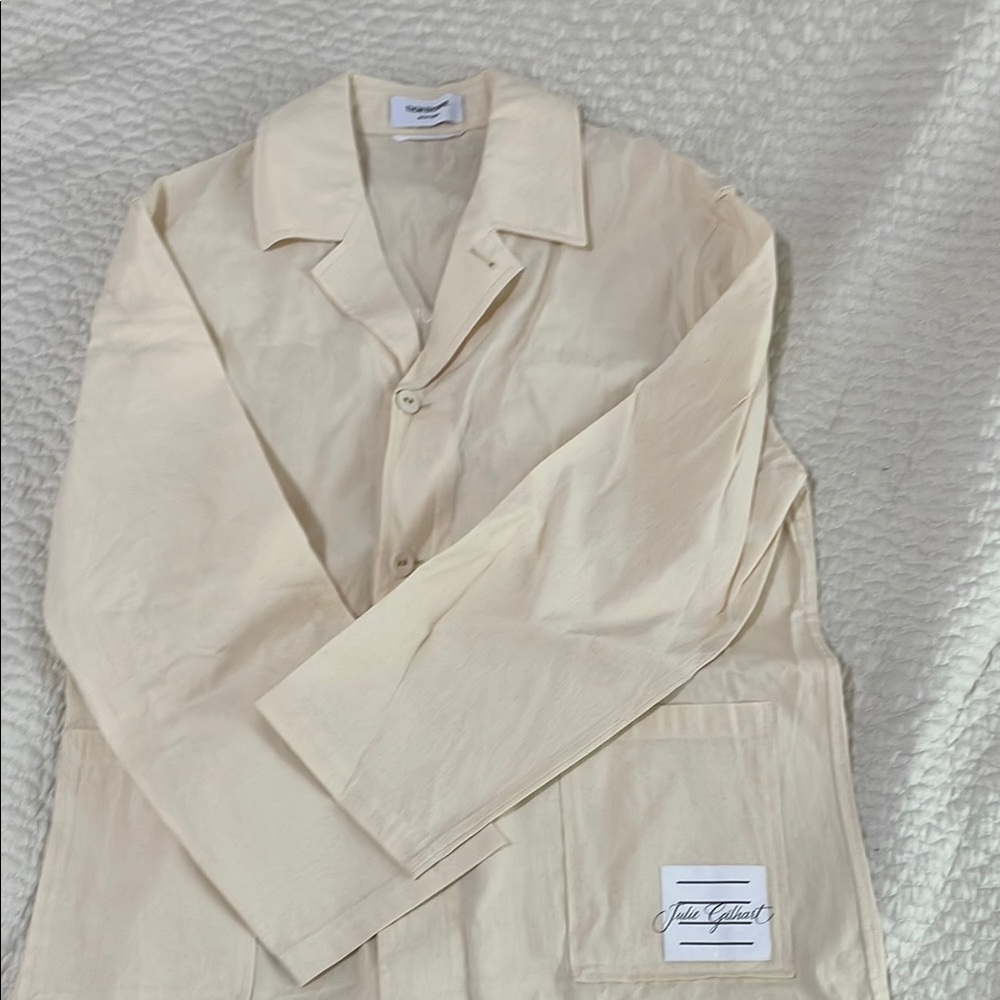 Thom Browne fashion show swag! Light khaki coat.